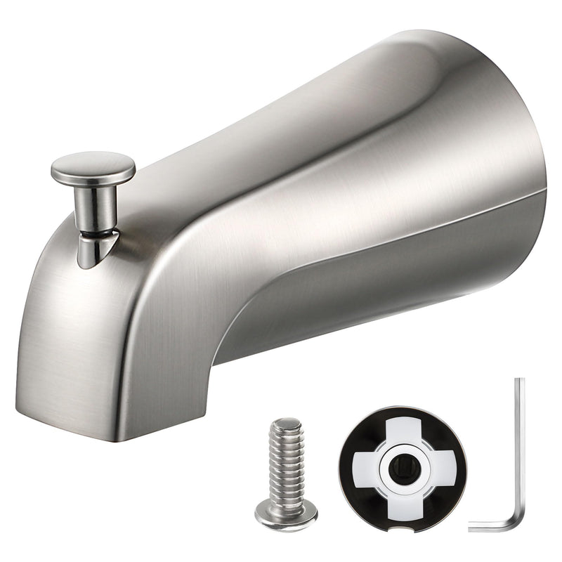 1 Pack Slip on Tub Spout with Diverter, Compatible with American Standard 8888026.002 Tub Spout, Bathroom Bathtub Faucet, Fits 1/2" Copper Water Tube(5/8" Diameter), 5/32" Hex Wrench (Brushed Nickel) Brushed Nickel