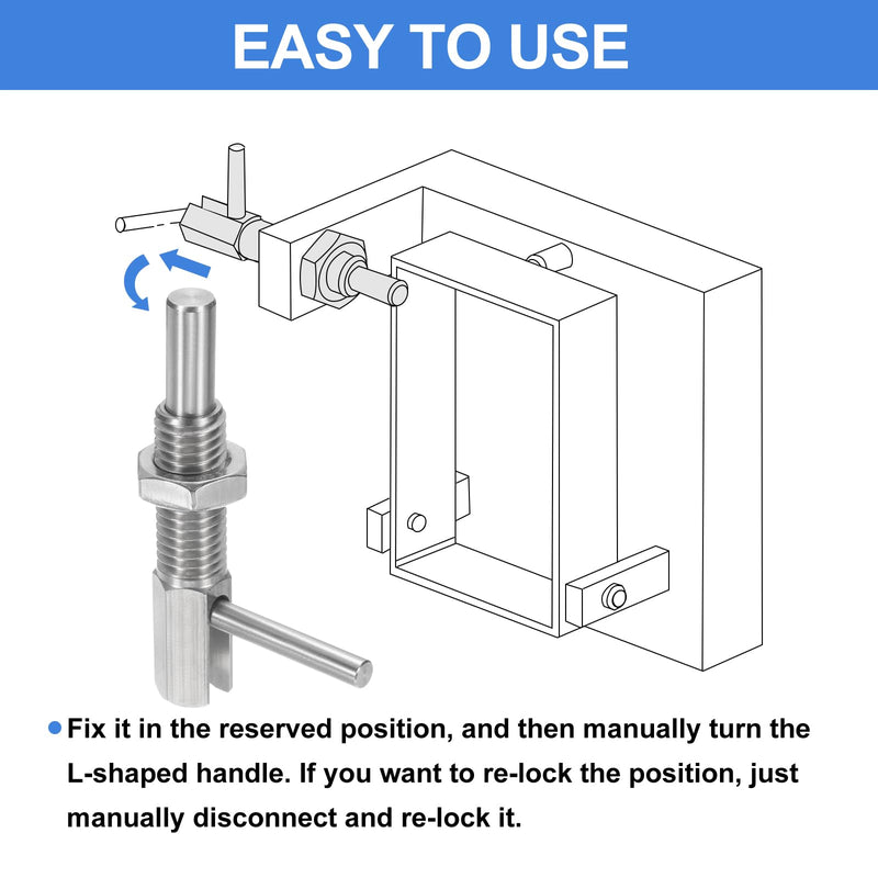 uxcell 5Pcs Retractable Indexing Plunger Pin, M12 l Spring Plunger Stainless Steel Spring Loaded Latch Telescopic Locking Pin with Nut for Machinery Shipbuilding 5