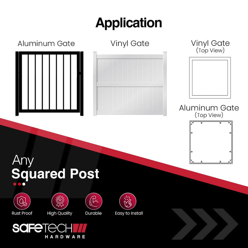 Safetech Hardware 10-inch Magnetic Top Pull Pool Gate Latch - Key Lockable | Pool Gate Safety Latch | Heavy Duty Vertical Self-Locking Lock | Vinyl & Aluminum/Metal Gates, Any Square Post | SL-25H 10" Magnetic Lock Black