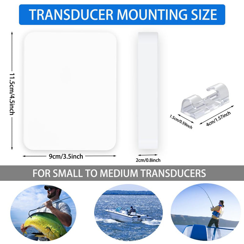 Transducer Mounting Board，Screwless Resistant Transducer Mounting Plate kit , No Screwing into Boat Hull, Freely Installed on the Boat, 4.5"*3.5" Standard Size (White)