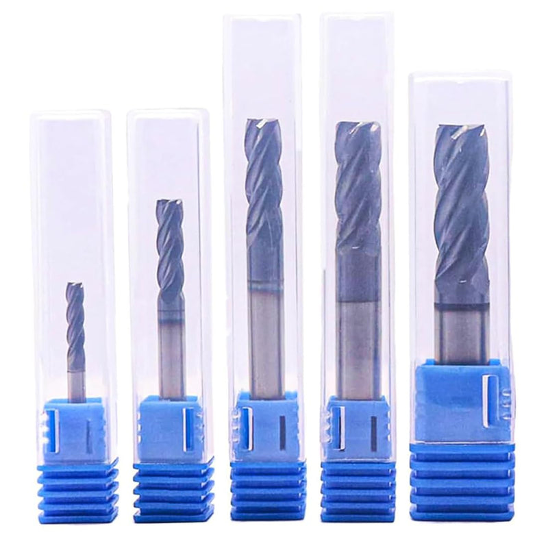 BestParts High Performance 5Pcs Solid Carbide End Mills Set 1/8", 3/16", 1/4", 5/16", 3/8" - AlTiN Coated, 4 Flute, 35 Degree Helix, End Mill Bit Set, CNC Router Bit