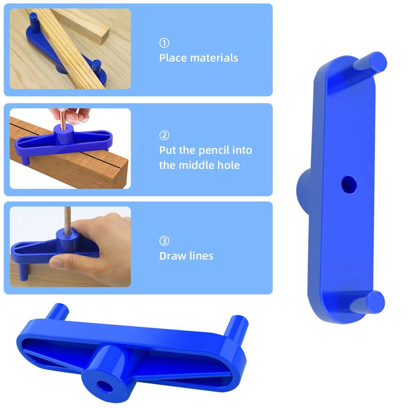 2 Pack Center Scribe Line Locator Scriber Center Finder Marker Positioner Positioning Ruler Scribing Gauge Centerline Measuring Tool for Woodworking Wooden DIY