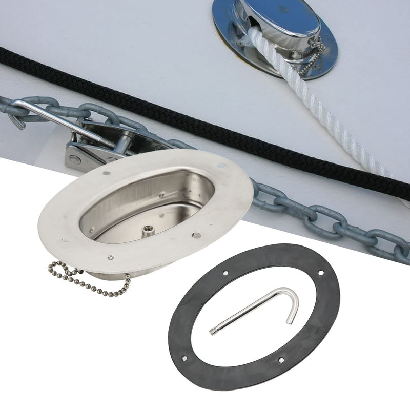 Yctze Rope Deck Pipe 304 Stainless Steel Chain Deck Pipe with Rubber Gasket 6.32x4.47in Base 4.3x2.31in Hole Marine Yacht Accessories