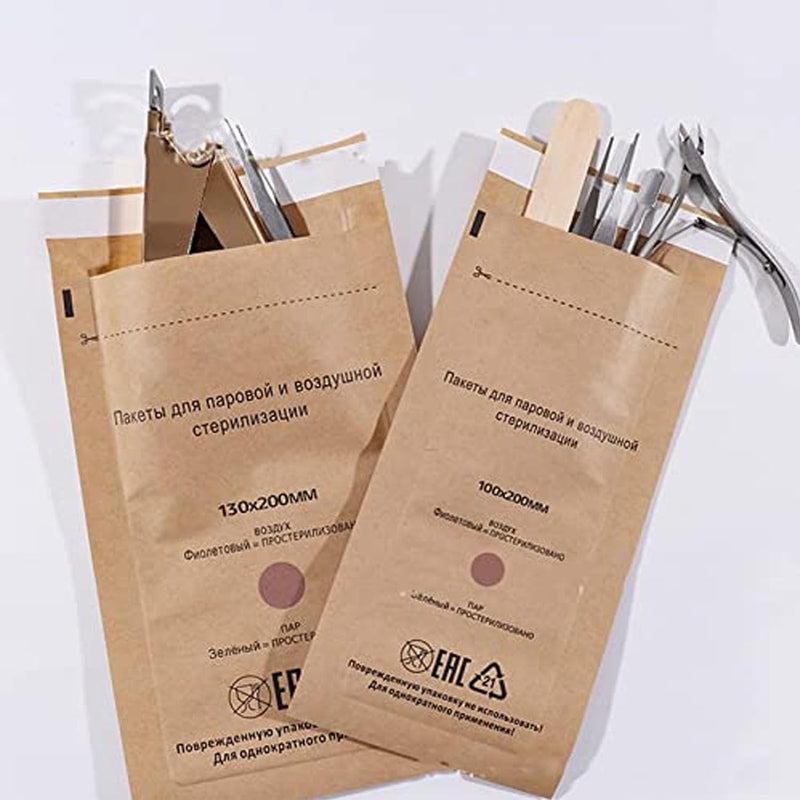 150 Self-Sealing Kraft Paper Pouches for Dry Heat Sterilization - Ideal for Dentist Tools and Nail Art Supplies - 2.9x5.9"/3.9x7.9"/5.1x7.9" Autoclave Cleaning Bags 150pcs(3 Size)
