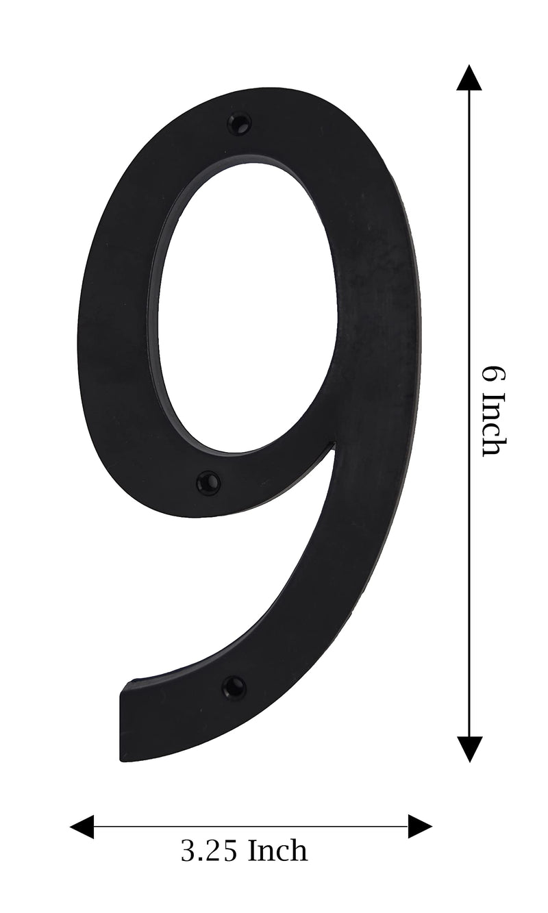 6 Inch House Home Address Street Numbers for Outdoor Indoor Exterior Building Apartment Yard Black Plastic, UV Resistant Number 0-9 Letter A-G (9) 9