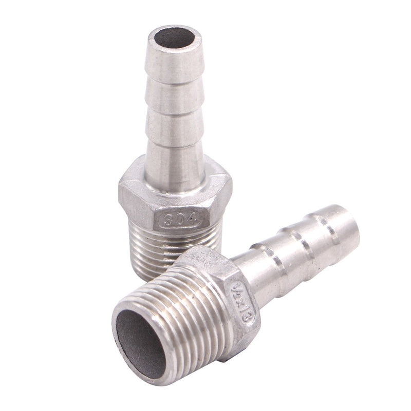 DERNORD Stainless Steel 1/2" Hose Barb x 1/2" NPT Male - Home Brew Pipe Fitting Pack of 2