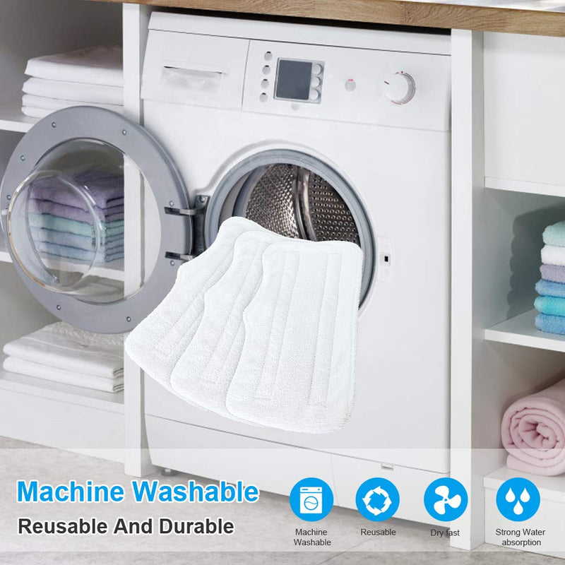 Fushing 7Pcs Steam Mop Pads, Washable Microfiber Cleaning Steamer Replacement Pads for Shark Steam & Spray Mop S3101 S3251 SK460 SK410 S3101n2 S3250 SK435CO SK140 SK141,White White