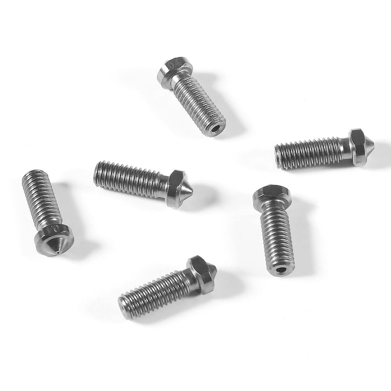 6PCS Volcano Nozzles 0.4mm Hardened Steel Nozzle Extruder Printed Head High Temperature Nozzle for V6 Hotend 3D Printer 1.75mm filaments 6pcs 0.4mm hardened steel nozzle