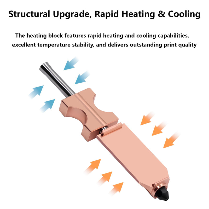 5PCS AD5X Detachable Nozzle, Hardened Steel Nozzle Titanium Alloy Throat Tube Chromium Zirconium Copper Heating Block Hot End Nozzle Kit Accessories for AD5X (0.25/0.4/06./0.8mm)