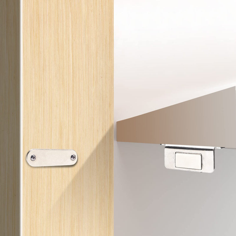 Cabinet Magnets Mousike Adhesive Strong Magnetic Door Catch Stainless Steel Kitchen Magnetic Latch Used to Close Cupboard Cabinet Closet Door Drawer(Silver 4Pack) L20-4