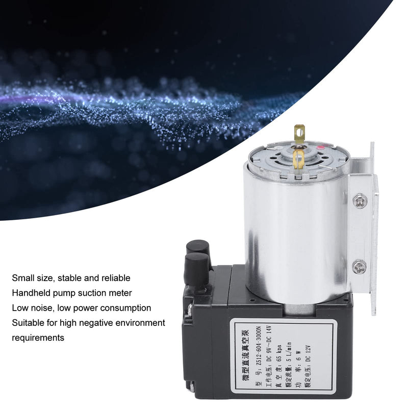 DC 12V Mini Vacuum Pump - 6W Micro Diaphragm Pump Air Compressor, Aluminum Negative Pressure Air Suction Pump for Gas Analysis Sampling Instrument