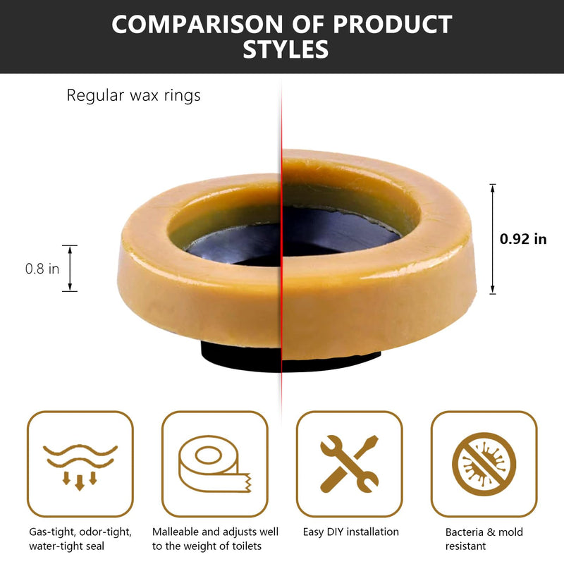 Toilet Wax Ring 2 Pack, Thick Toilet Bowl Wax Seal with Polyethylene Flange, Toilet Gasket Ring Fits 3-Inch or 4-Inch Waste Lines Toilet Wax Ring/ 2Pack
