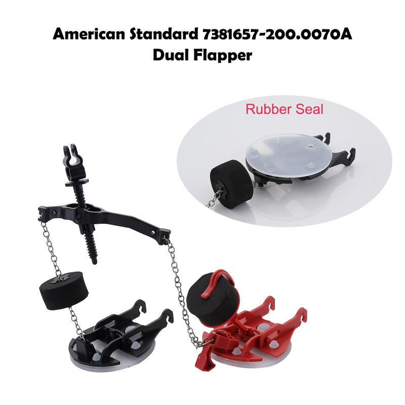 Toilet Flapper Replacement Kit Compatible with American Standard 7381657-200.0070A Vormax Toilet, Dual Flapper Design with Silicone Seal & Metal Chain, Water-Saving Toilet Repair Parts