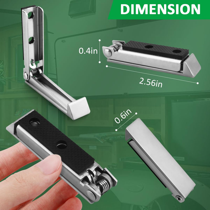 2pcs RV Camper Baggage Door Catch Stainless Steel Door Holder Clips Compartment Latch Holders Fit for Various RV, Travel Trailer, Camper Vans, Motor Home to Keep Door Open 2