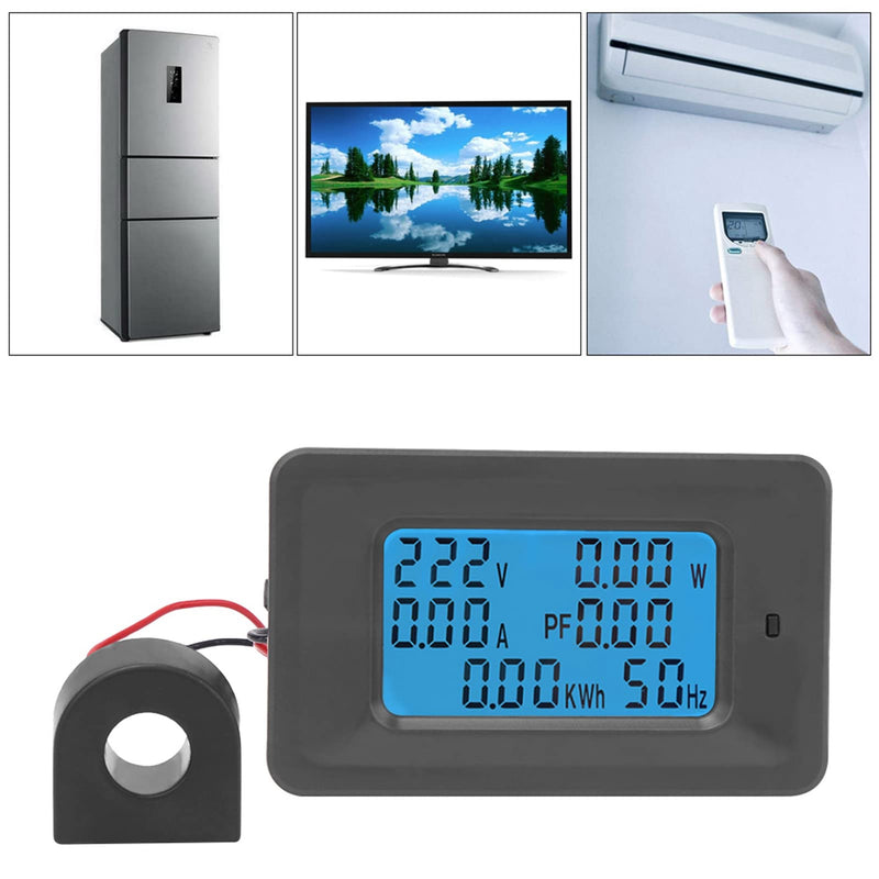 Hilitand 6 in 1 Digital LCD Meter, Voltage 110-250V Current 100A Power Monitor Panel with Mutual Inductor Energy 5 Digits- 0.01-99999KWH