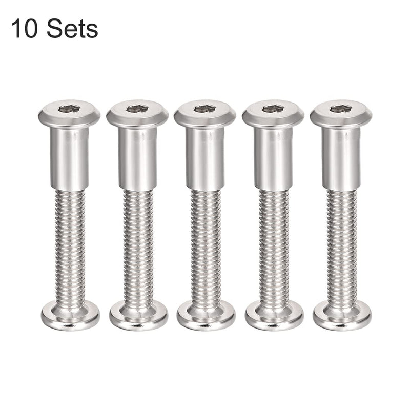 uxcell Screw Post Fit for 3/8"(10mm) Hole Dia, Male M8x50mm Belt Buckle Binding Bolts Leather Fastener Carbon Steel 5 Sets 50mm