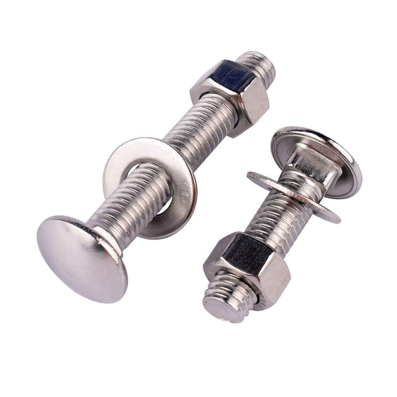 8 Sets 5/16-18 x 2-1/2" Carriage Bolts Screws Round Head Square Neck and Hex Nuts, Flat Washers 304 Stainless Steel 18-8 Full Thread, Silver 5/16-18 x 2-1/2" (8 Sets)