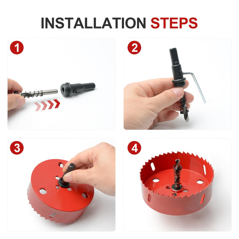 4 Inch Hole Saw - 102mm M42 HSS Bi-Metal Hole Cutter, Triangular Shank Hole Saw Drill Bit with Spring, Hole Saw Tools for Wood, Plywood, Plastic, Gypsum Board, Various Thin Metal Sheets 4"(102mm)