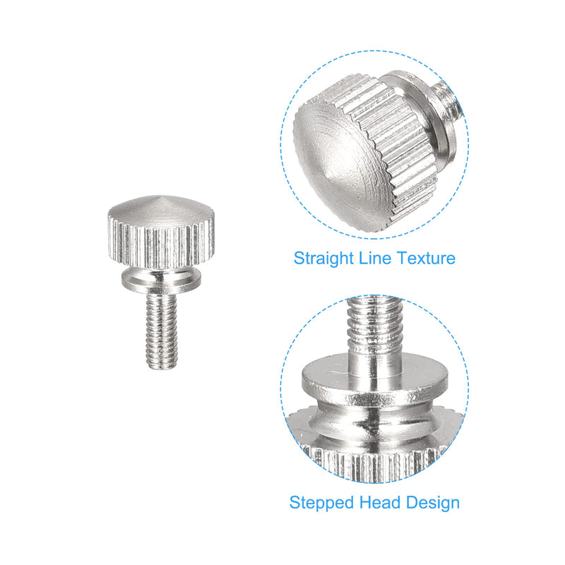 uxcell Knurled Thumb Screws, M3x8mm Brass Shoulder Bolts Grip Knobs Fasteners, Nickel Plated 5Pcs