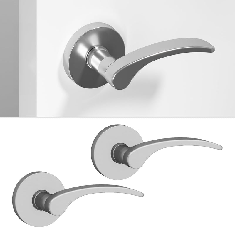 Okun Brook Dummy Door Handle – 2 Pack, Right-Handed, Non-Turning Lever for Closet, Pantry, or Hallway Doors – Chrome Finish