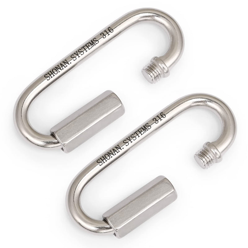 SHONAN 3.6" Chain Quick Links, 2 Pcs 5/16" Marine Grade Screw Chain Links, Large Opening Chain Connector Chain Coupler, 1500 Lbs Capacity 3.6"_2 pcs