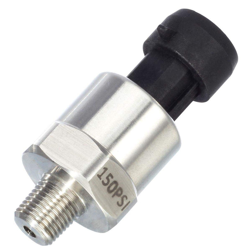 AUTEX 150 Psi Pressure Transducer/Sender/Sensor with Connector Harness 0-150 Psi Stainless Steel 1/8”-27 NPT Pressure Transducer Sensor Compatible with Oil, Fuel, Air, Water