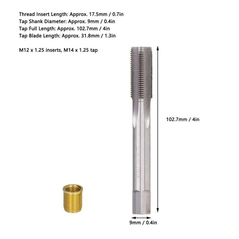 10pcs M12x1.25 Inserts with M14x1.25 Tap 14mm Rethreaded Kit Spark Plug Thread Hole Repair Tools Metal - NewNest Australia
