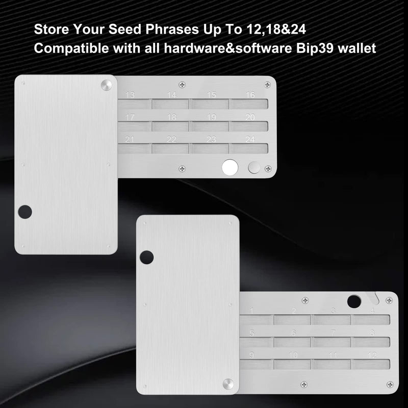 Crypto Steel Seed Storage, Bitcoin Wallet Cryptocurrency Seed Backup, Cold Hardware Wallet Seed Phrase,Compatible with KeepKey,Ledger,Trezor,Coldcard,Supports up to 24 words