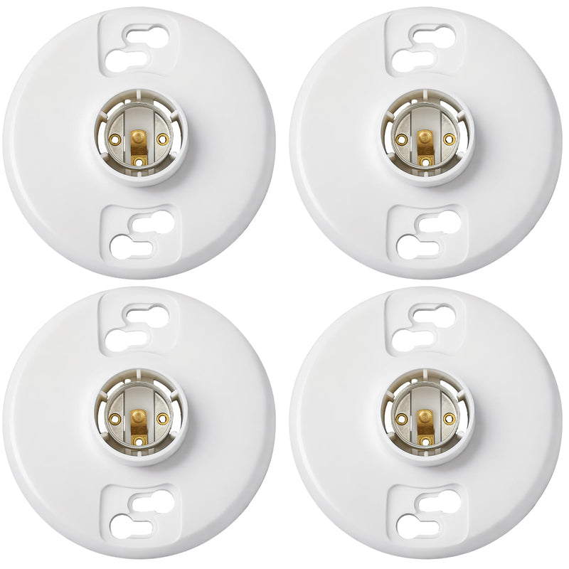 4 Pcs Medium Base E26 Lampholder Keyless Top Lamp Holder Ceiling Light Sockets White Phenolic Bulb Socket Incandescent Fluorescent CFL Lampholder 660w 250v 4