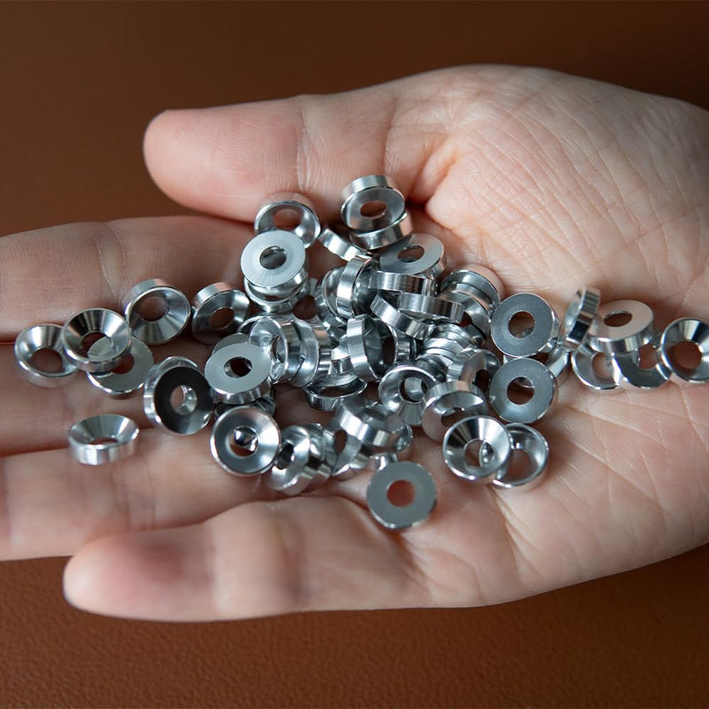 [60PCS] M4 Finishing Countersunk Washers, Anodized Aluminum Alloy, Head Washers Gaskets Cup Shim for Screw RC/FPV/PC/Drone/Mechanical Accessories Parts, Silver Color