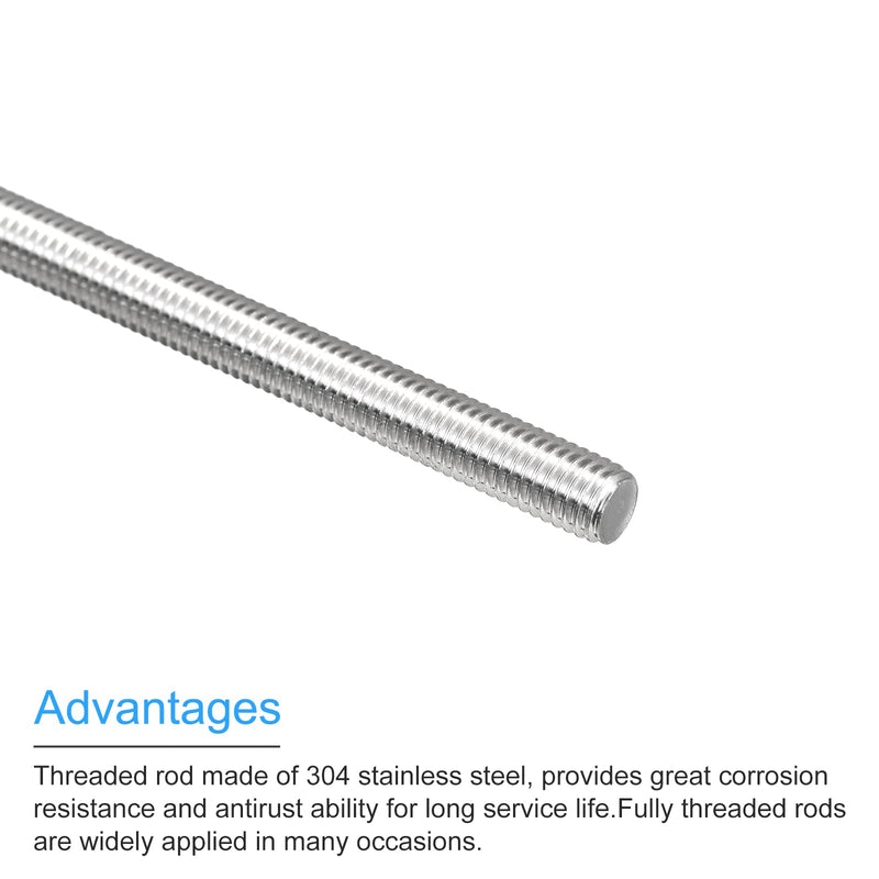 MECCANIXITY Fully Threaded Rod M8 x 110mm 1.25mm Thread Pitch 304 Stainless Steel Right Hand Threaded Rods Bar Studs 4 Pack