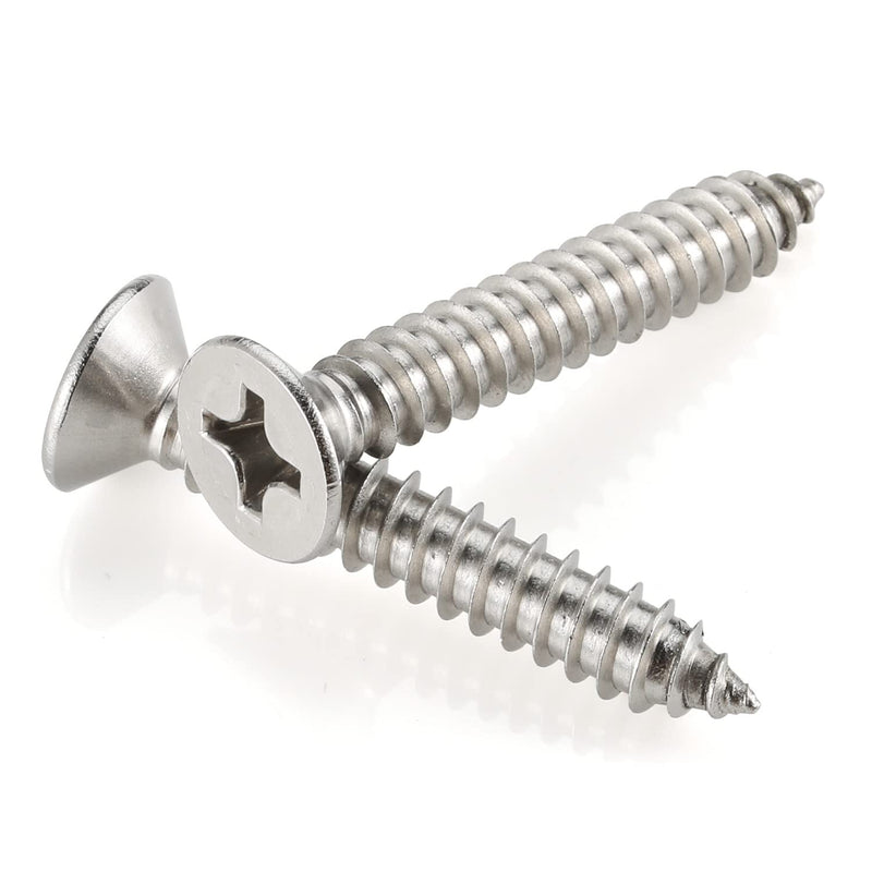 #12 x 1-1/2" (5/8" to 2" Available) Flat Head Sheet Metal Screws Wood Screws, 304 Stainless Steel 18-8, Self Tapping, 50 PCS #12 x 1-1/2"