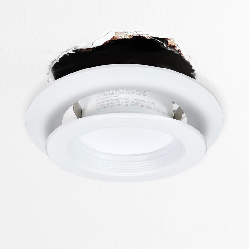 Maxxima 12 Pack 4 in. Goof Rings for Recessed Lights, Can or Canless Lighting Round Downlight Trim Ring, Outer Diameter 6.7” Inner Diameter 4.25”, Durable Plastic Design, White Extended Trim 4 Inch
