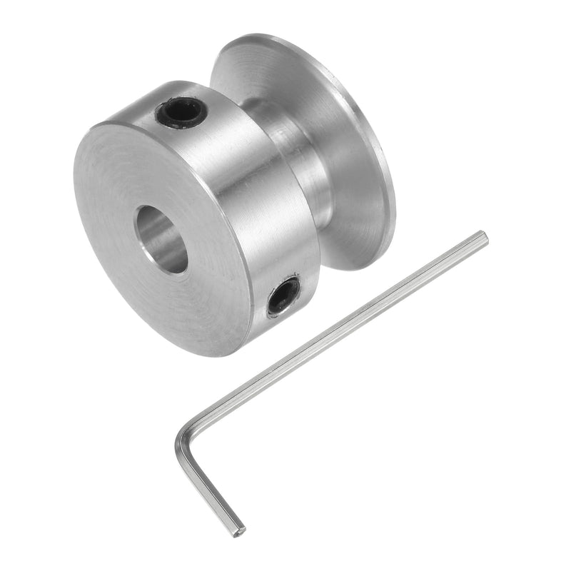 HARFINGTON Single Groove Pulley 5mm Fixed Bore 20mm Outer Diameter Aluminum Alloy with Hex Wrench for Drilling Machine 6mm PU Round Belt 5mmx20mm