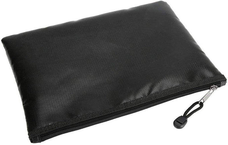 Fireproof Money Bag (2000℉), Fireproof Document Bags, Fireproof Bag, Money Bag, Bank Cash Bag with Zipper & Strap, Suitable for A5 Documents, Bank Inventory, Passport (Black) Black