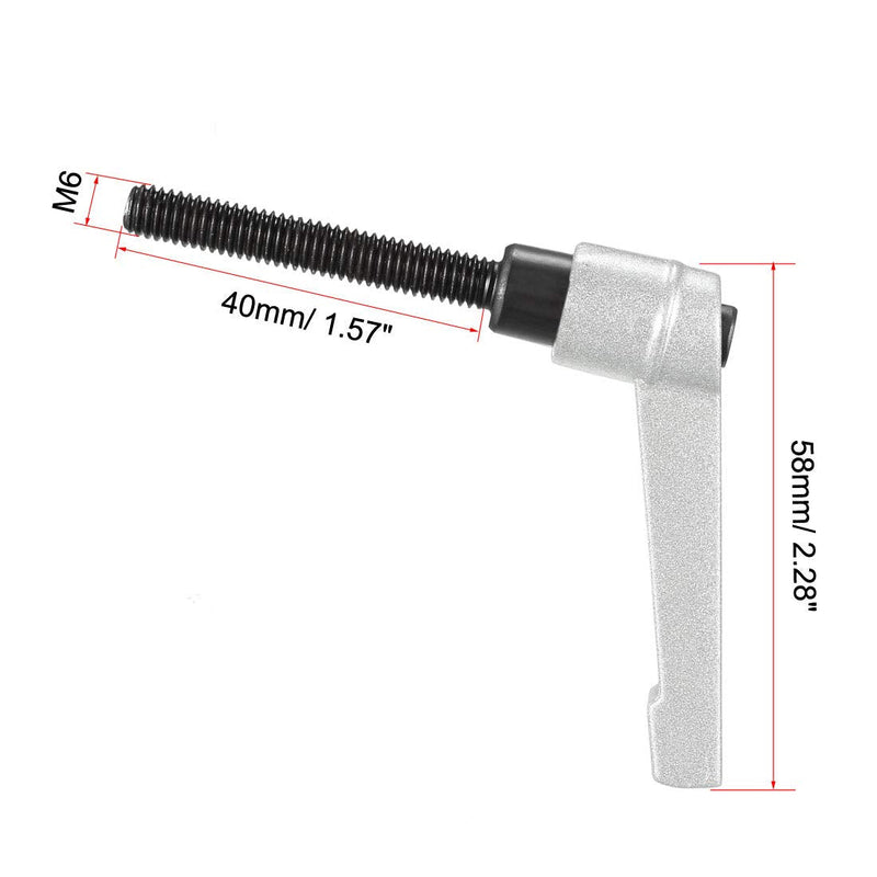uxcell M6 x 40mm Handle Adjustable Clamping Lever Thread Push Button Ratchet Male Threaded Stud Knobs Quick Release Screw Handles Bolts with Locking Lever Silver Tone 3pcs