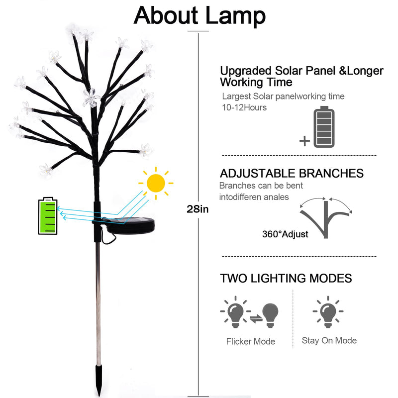 Solar Garden Lights Waterproof, Solar Outdoor Lights Decorative 4Pack, 80Led Solar Powered Flowers Garden Decor, Outdoor Fairy Lights for Yard,Pathway,Lawn,Outside,Garden Christmas Decorations Warm White Cheery 4Pack