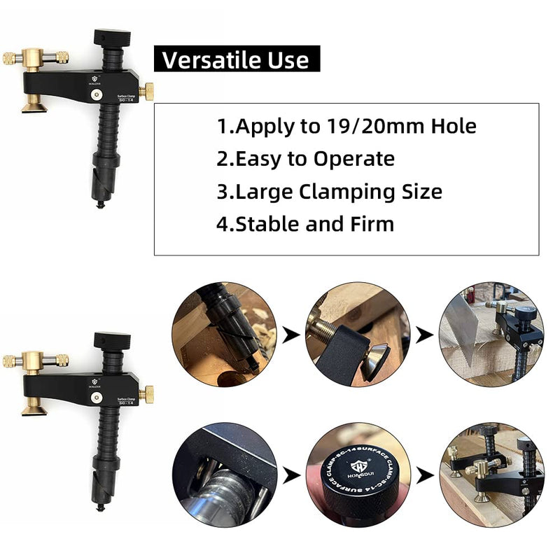 HONGDUI Bench Dog Clamp, Fit for 3/4"(19/20mm) Workbench Dog Hole, Adjustable Dog Hole Clamp for MFT Tables Woodworking Clamp