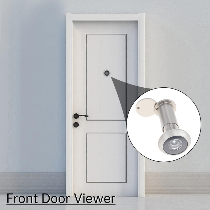 Door Viewer Peephole,Solid Brass 200 Degree Peep Hole with 16 MM Drill Bit for 1-1/2" to 2-3/8" Doors,5/8 Inch Pipe Diameter Door Eye Viewer with Privacy Cover (1, Brushed Nickel)