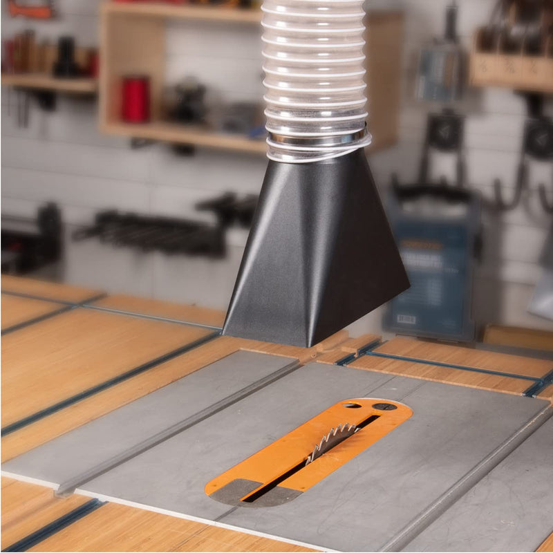 POWERTEC 70151 Dust Hood Rectangular Shape, Funneled 4-Inch Fitting By 10-Inch Wide Attachment for Dust Collection