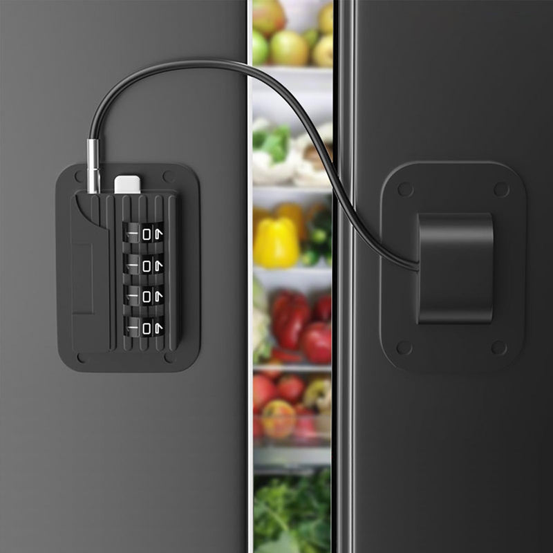 Fridge Lock (2 Pack), Heavy Duty Combination Refrigerator Lock, for Fridge, Cabinets, Window and Child Locks for Cabinets and Drawers, Strong Non-Marking Adhesive No Drilling (Black) Black 2Pack