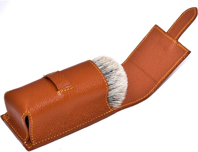 Parker Safety Razor Genuine Leather Travel Shaving Brush Case (Saddle Brown) - NewNest Australia