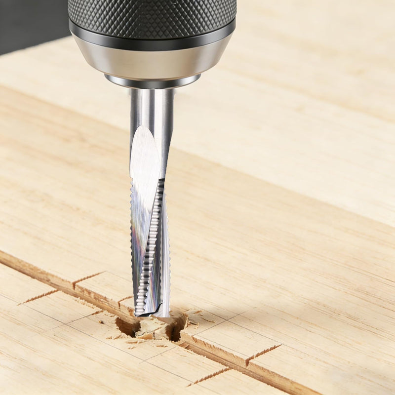 Ruhi ULH310 3 Flutes Low Helix Roughing Spiral Router Bit Up Cut CNC end Mill for Wood Carving Engraving 3/8" x 1-1/4"x 3" Shank 3/8" 1pc 3/8D*1-1/4CL*3OL upcut