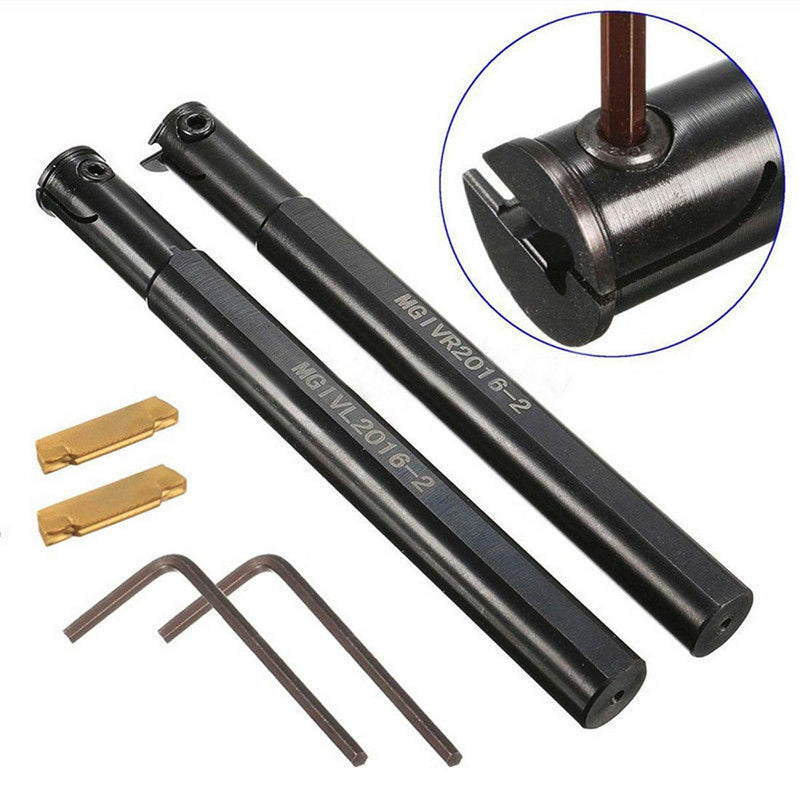 2PCS 5/8" MGIVR2016-2 MGIVL2016-2 Lathe Boring Bar Grooving Cut-Off Tool Holder with 2PCS MGMN200-G NC3020 Insert