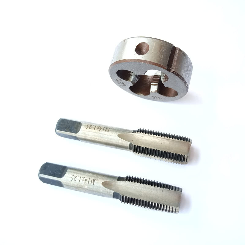 M14x1.25 Metric Hand Thread Tap and Die, 1 Tapper Tap, 1 Plug Tap, 1 Round Die, 1.25mm Pitch, Right Hand (M14x1.25, Tap&Die) M14x1.25