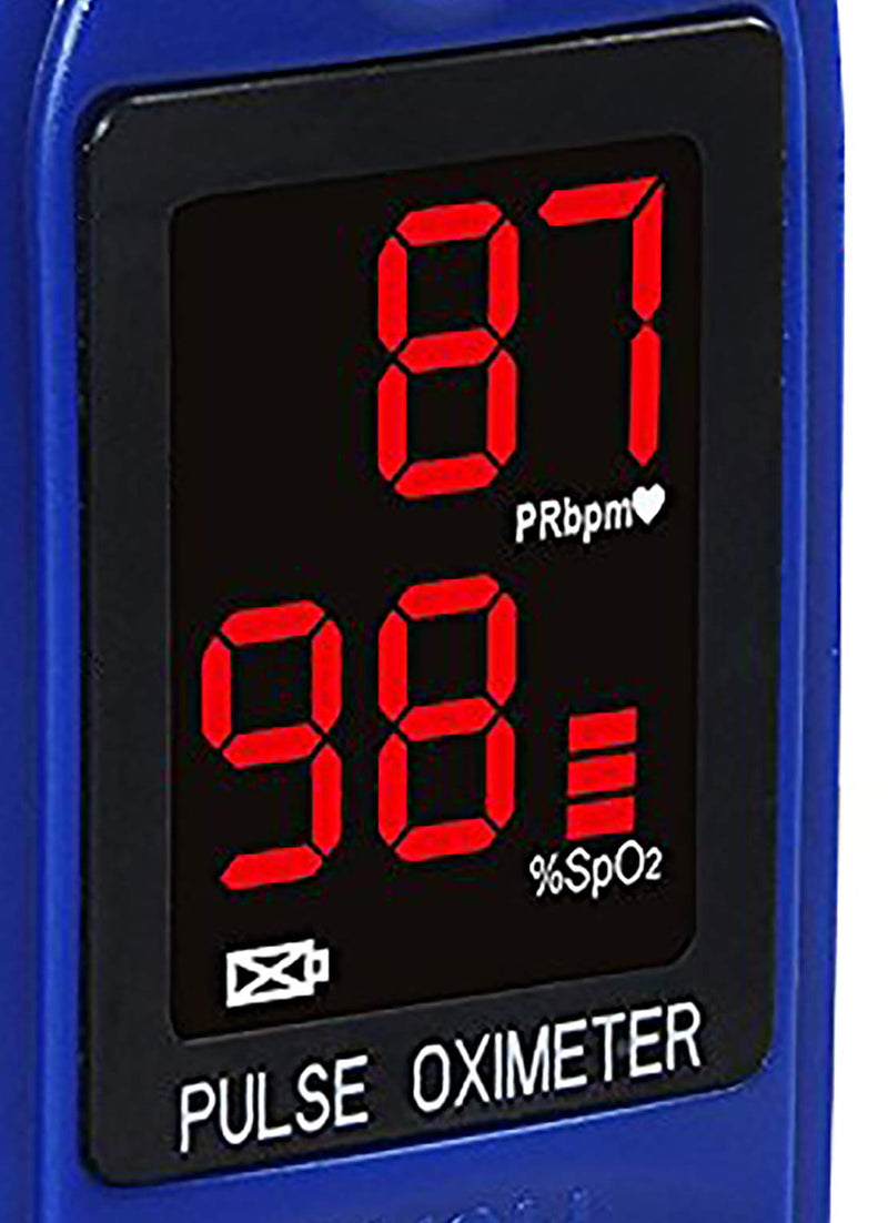 Concord Basics Fingertip Pulse Oximeter - Blood Oxygen Saturation Monitor with Carrying Case, Batteries, Silicone Cover & Lanyard - Easy to Use, Accurate SpO2 & Pulse Measurement (Blue)