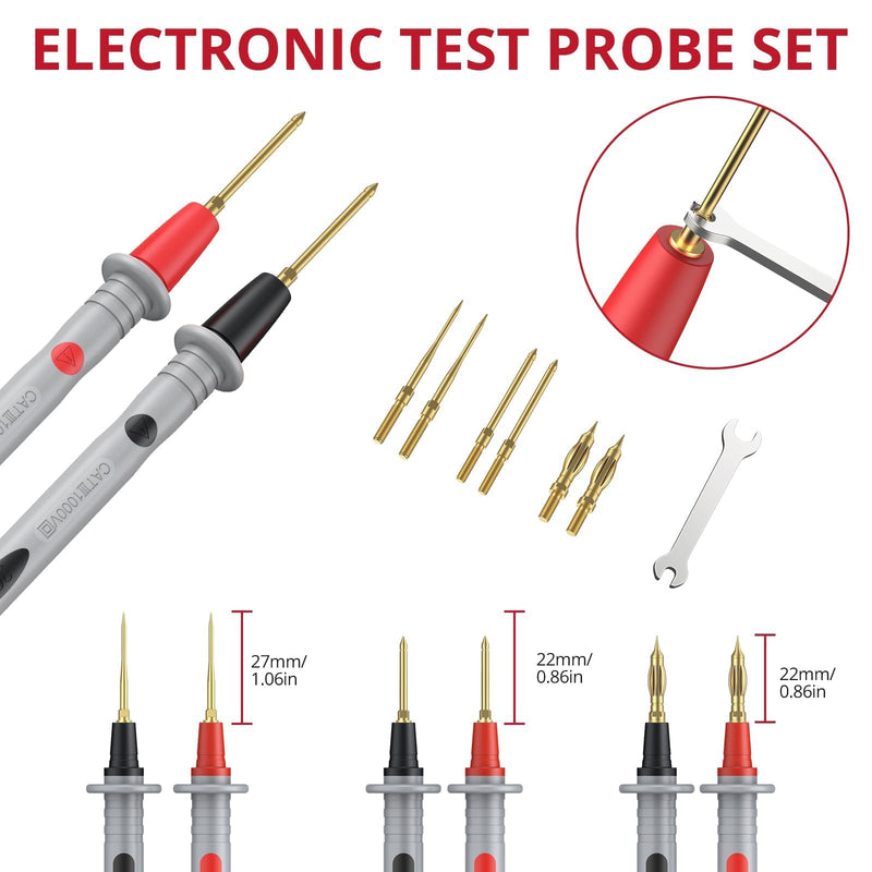 BINTA 27-Piece Silicone Multimeter Test Leads Kit with Gold-Plated Test Probes, Alligator Clips, Test Hook - CAT Ⅲ 1000V 20A Multimeter Leads Set for Industrial, Automotive, Home Electrical Testing 27PCS