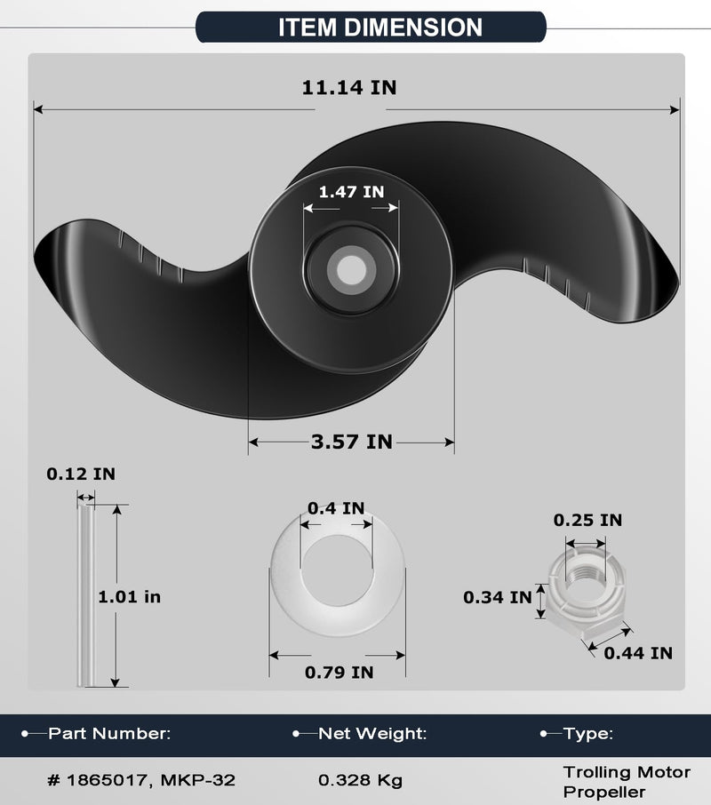 MKP-32 Trolling Motor Propeller Fits For Minn Kota Weedless Wedge 2 Prop, Weedless Wedge Prop Fits 3-5/8" Motor Diameters Trolling Motors, Replace OE# 2091160 1865017 1378131