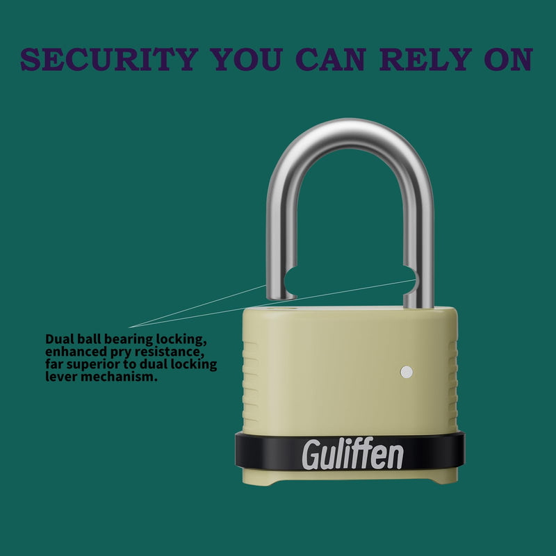 Heavy Duty Combination Padlock, Outdoor Combo Lock Weatherproof, Pad Locks with Long Shackle for Locker, Shed, Garage, Gate, Fence, 6 Pack Yellow，6 Pack Long
