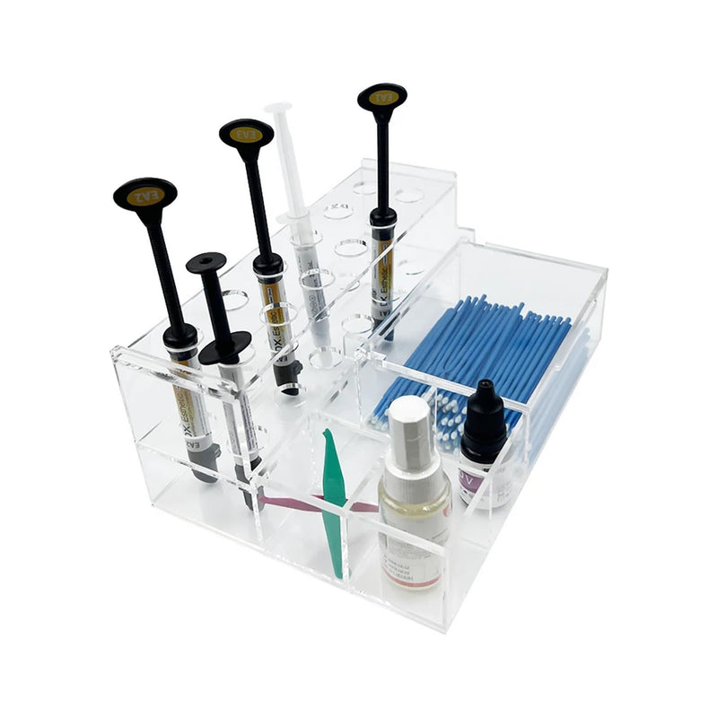 Dental Syringe Acrylic Organizer, YOUYA DENTAL Multi-Function Acrylic Dental Composite Organizer Transparent Resin Holder Applicator for Resin Adhesive Syringes Brush Dispenser Placement Rack Tool Medium